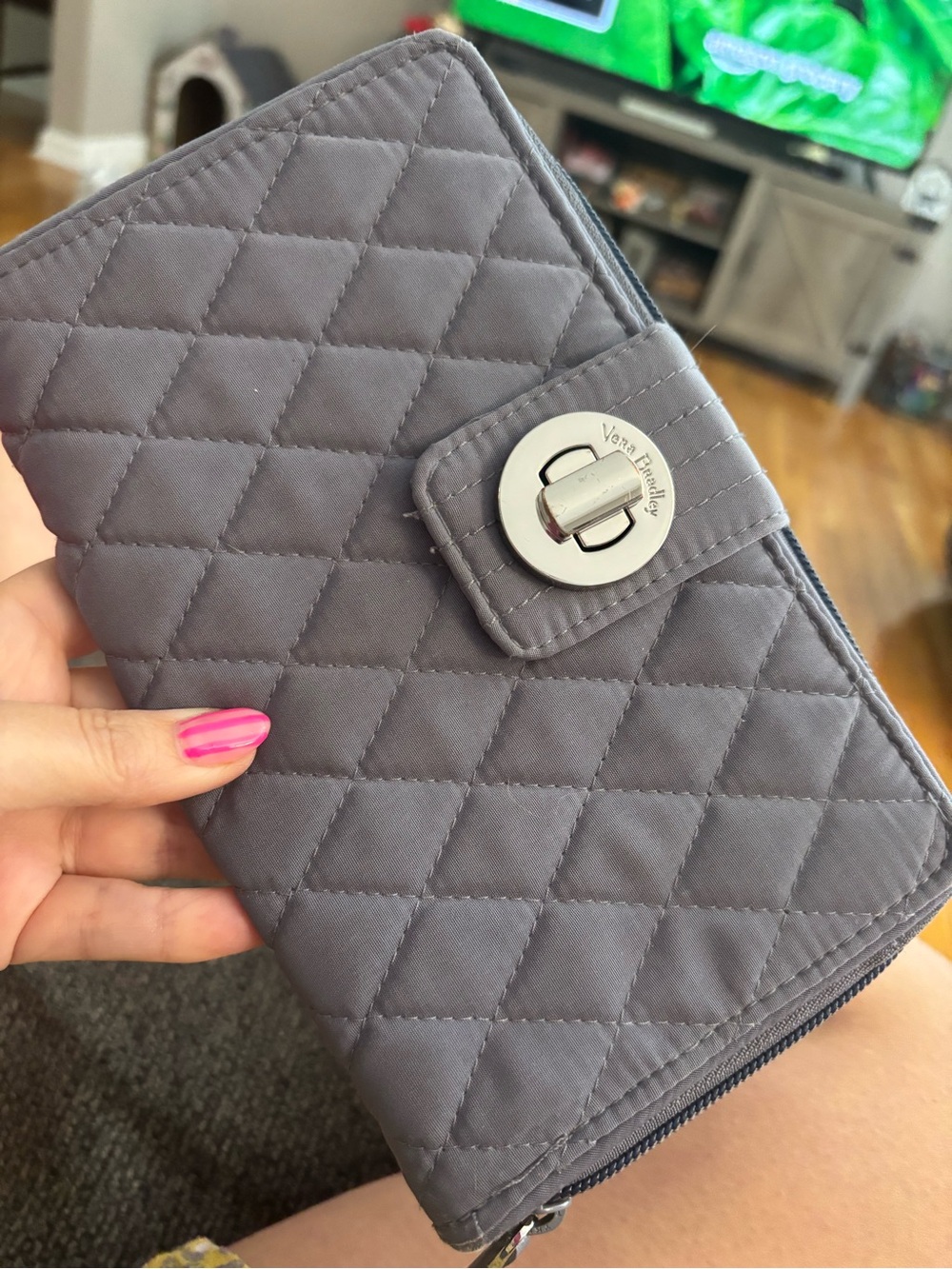 Vera Bradley Quilted Gray Turn-Lock wallet